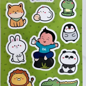 Customized Kids Play Vinyl Sticker Sheet Waterproof Cartoon Cute Adhesive Decals Funny Kissing Cut Design Multiple Colors