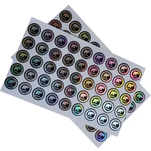 Customized Logo Rainbow Glossy 3D Hologram Laser-Cut Adhesive Vinyl Shiny Film High Quality Waterproof Candle Craft Sticker