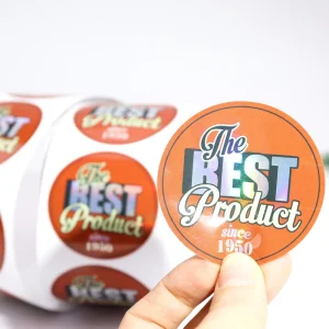 Customized Logo Round Roll Label Vinyl Waterproof Adhesive Laser Gold Foilng Packaging Label Custom Stickers