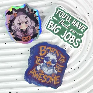 Customized Printed Cartoon Holographic Die Cut Labels Stickers Personalized Glossy Waterproof Die Cut Stickers
