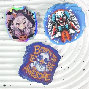 Customized Printed Cartoon Holographic Die Cut Labels Stickers Personalized Glossy Waterproof Die Cut Stickers