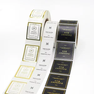 Customized Printing Self Adhesive Vinyl Gold Foil Customized Hot Stamping Cosmetic Eyelashes Label Stickers Roll