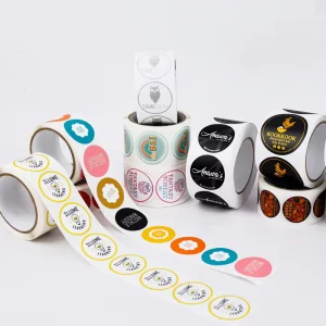 Customized Private Brand Logo Round Waterproof Packaging Product Label Printing Adhesive Label Roll Business Custom Stickers