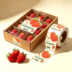 Customized Promotional Strawberry Fruit Stickers Vinyl Waterproof Heat Resistant Adhesive Labels for Fruit Packaging