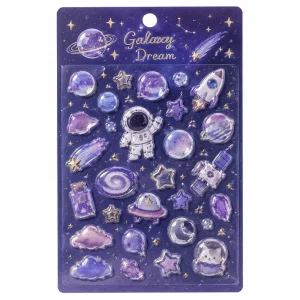 Customized Size Gradient Resin Transparent Liquid Shaker Sticker Glitter Filled Motif Stickers for Planner Decor