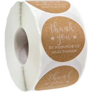 Customized Smiley Face Shape Adhesive 500 Pcs One Roll 1 Inch Labels Stickers Thank You for Supporting My Small Business