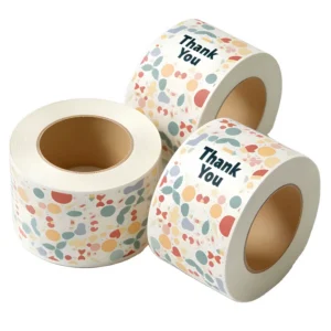 Customized Thank You Stickers Adhesive Vinyl Sealing Stickers in Roll Waterproof Decorative Square Stickers Label