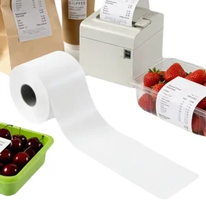 Customized Thermal Linerless Labels Roll Waterproof Removable Self-Adhesive Sticker Eco-Friendly for Supermarket Packaging Label