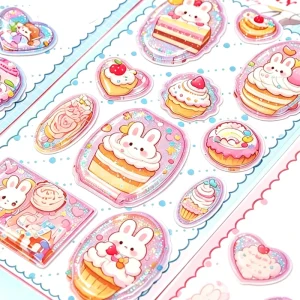 Customized Water Glue Shake Sticker Anime 3D Cartoon Crystal Flowing Sand Decorative Stress Water Shaker Label Sticker