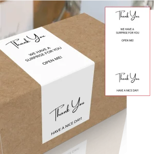 Customized Waterproof Roll Sticky Self-Adhesive Vinyl Labels Etiquette Shipping Box Security Seal Thank You Promotion Sticker