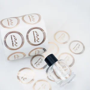Customized Waterproof Self Adhesive clear Round Stickers Printing Adhesive Vinyl Custom Perfume Gold Foil Labels