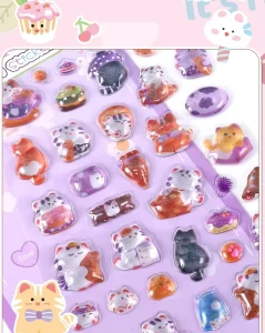 Cute 3D Relief Gem Crystal Stickers for Girls Cartoon Toys Kids Phone Decorations Home Decor