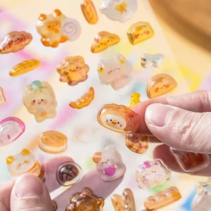 Cute Animals Crystal Sticker Kawaii Stationery Sticker Custom Phone Cartoon 3D Epoxy Puffy Sticker for Notebook