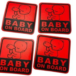 Cute Cartoon Baby on Board Stickers Red Safety Decals Waterproof Vinyl Window Styling Signs for New Parents