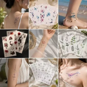 Cute Colorful Temporary Tattoos for Kids and Adults Waterproof Cartoon Tattoo Stickers for Summer Vacation