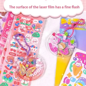 Cute DIY Laser Waterproof Coated Paper Self-Adhesive Stickers Custom Logo Die-Cut Craft Stamped Printing Gifting Candle