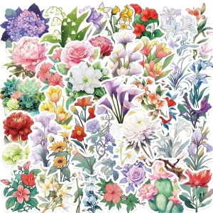 Cute Style Floral Illustration Series DIY Decoration Guitar Mobile Phone Notebook Waterproof Stickers