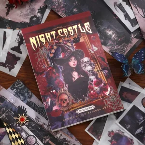 Dark Castle Series Retro DIY Material Sticker Book 50 Sheets Per Pack Printed Scrapbook with Decorative Bottoming