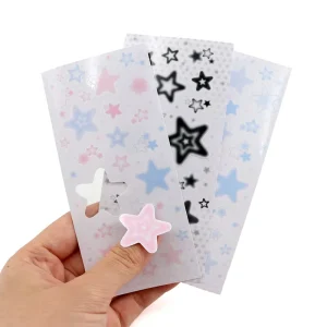 Decorative Holographic Glitter Sticker Sheet Clear Back Custom Logo Vinyl Transparent Kiss Cut Stickers