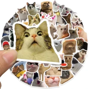 Die Cut Fun Cartoon PVC Cat Sticker Decals Waterproof DIY Phone Cases Account Books for Student Desktop Decorations Promotional
