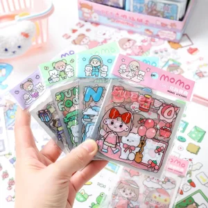Die Cut Self Adhesive Waterproof Customization Cute Girl Sticker MOMO Sticker Set Funny Kawaii Cartoon Sticker Kids 8x8cm 20
