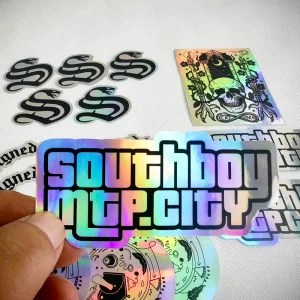 Die Cut Waterproof Printing Text Back Punched Hole Custom Vinyl Sticker Brand Business Logo Label Stickers