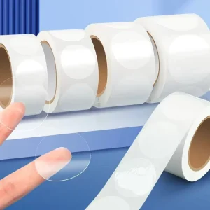 Double Clear Adhesive Stickers Custom Printing Waterproof Durable Clear Blank Sticker Roll RTS 500PCS Per Roll 25 30 38 50mm