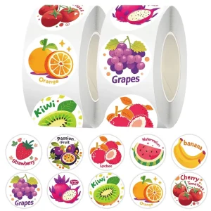 Durable Adhesive Sticker Roll Custom Printing RTS Fruit Sticker Roll 500PCS Per Roll 1in 25mm