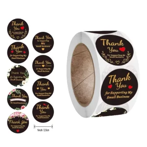 Durable Printing Thermal Label Stickers 1 Inch Thanksgiving Cards Mail Stickers Kraft Paper Waterproof Business Sticker