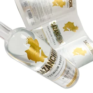 Durable Water Oil Proof Printing Silver Embossed Self Adhesive Label Vodka Beer Beverage Glass Bottle Stickers Labels Roll