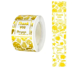 Durable Waterproof Gold Foil Sticker Roll Custom RTS Thank You Sealing Stickers