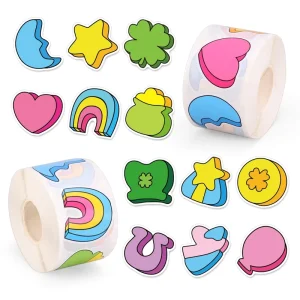 Eco Friendly 500 Sheets Roll Cartoon Rainbow Pentagram Labels Sticker for Promotion