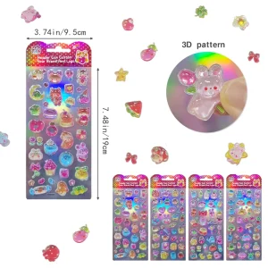 Eco Friendly Cartoon Epoxy Jelly Sticker Sheet 3D Puffy Decorative Stickers for Kids