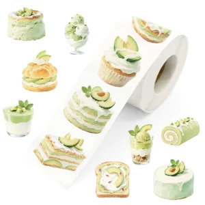 Eco Friendly Waterproof Self Strong Adhesive Stickers 500 Sheets Roll Paper Stickers for Baking Candy Craft