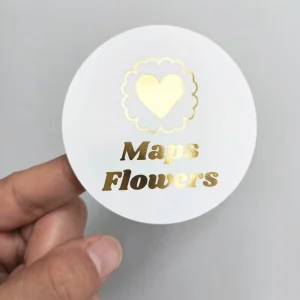 Editable DIY Circle Metallic Waterproof Vinyl Your Business Name Here Personalized Custom Logo Gold Foil Stickers