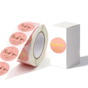 Elegant Pink Thank You for Your Order Stickers Custom Gold Foil Sealed Round Labels with Logo for Small Business Packaging Gifts
