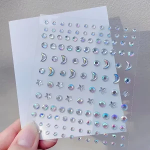 Explosions DIY Metallic Gold Silver Eyebrow Nail Sticker Accessories Acrylic Diamond Sticker Star Moon Home Decoration