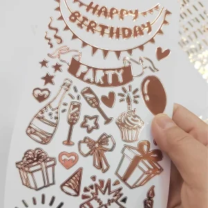 Factory Custom Silver Gold Foil Stamping 3D Sticker Decoration