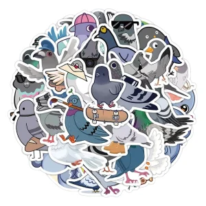 Factory Die Cut Fun Animal Pigeon Cartoon Gold Stamping Eco Friendly Waterproof Vinyl Graffiti Stickers Personalized