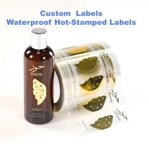 Factory Direct Custom Transparent BOPP Gold Hot Stamping Labels Waterproof Cosmetic Bottle Stickers