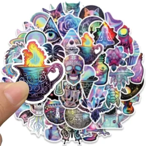 Factory Direct Sell Glossy PVC Vinyl Glitter Holographic Custom Die Cut Adhesive Stickers Transparent Sheet Sticker Gift
