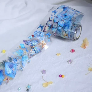 Factory Price Custom Design Crystal Foil Waterproof Clear Washi Tape for Notebook Decorative Sticker Art Supply