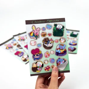 Factory Price Custom Kawaii and Cartoon Waterproof Kiss Cut Adhesive Vinyl Sticker Label Sheet