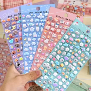 Factory Reusable Cute Cartoon Decorative Sticker Custom Brand Sticker 3D Bubble Mini PVC Adhesive Stickers for Kids