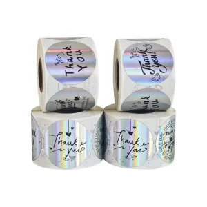 Factory Sale Vinyl Kraft Paper Black Custom Color Waterproof Personalized Thank You Stickers Dissolvable Adhesive Labels for