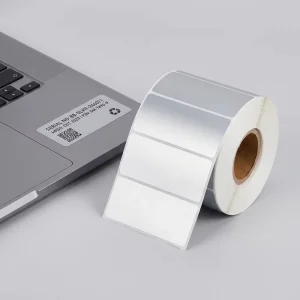 Factory Waterproof High Temperature Resistant Adhesive Barcode Thermal Transfer Label Blank Matte Silver PET Label Stickers
