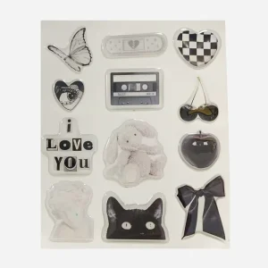 Fashion Custom Size A6 A5 Kiss Cut Epoxy Sticker Sheets Printing Adhesive Domed Stickers for Phone Case Decor