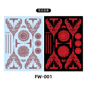 Fluorescent Light Temporary Water Transfer Tattoo Stickers Neon Tattoos for Body & Face Indian Sexy Paper Fashionable Design