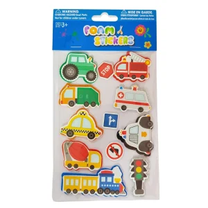 Foam Stickers Children’s Toy Vehicles EVA 3D Glitter Cars Printed Award Sticker Customize Transportation for Boys and Girls