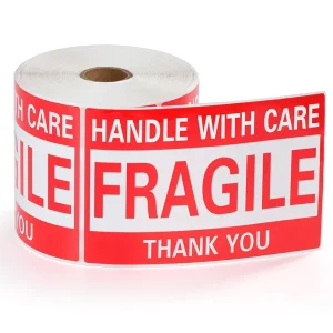 For Shipping and Handling Handle With Care Strong Self adhesive Fragile Stickers Custom Safety Warning Waterproof Fragile Label